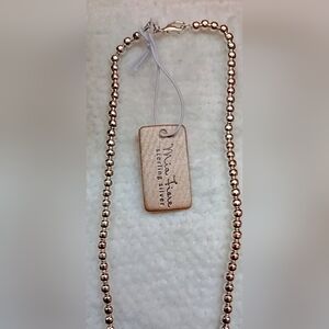 NWT Mia Fiore Sterling Silver Hollow Granulated Ball Bead Necklace.